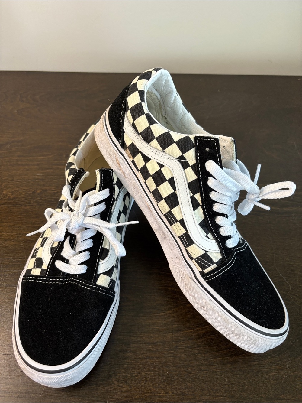 Vans Checkerboard Low-Top Sneakers in Black & White Mens 8 Women’s 9.5